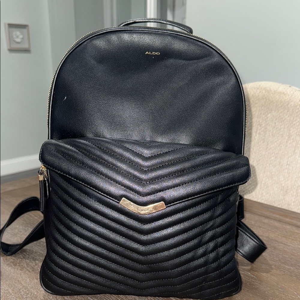 Aldo Black Backpack with Elegant Quilted Design